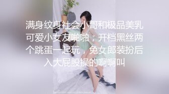 满身纹身社会小哥和极品美乳可爱小女友啪啪，开档黑丝两个跳蛋一起玩，兔女郎装扮后入大屁股操的啊啊叫