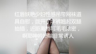 红唇妖艳少妇性感吊带网袜道具自慰，拨开丁字裤翘起双腿抽插，近距离特写毛毛浓密，啊耶呻吟娇喘非常诱人